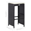 5 Piece Patio Bar Set Poly Rattan and Glass Black