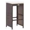 7 Piece Patio Bar Set with Cushions Poly Rattan Brown