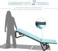 Outdoor Lounge Chair, Aluminum Plastic Patio Chaise Lounge with Side Table & 5 Position Adjustable Backrest & Wheels