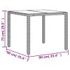 Patio Table with Glass Top Gray 35.4"x35.4"x29.5" Poly Rattan