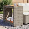 Patio Side Table with Wooden Top Gray 39.4"x15.7"x29.5" Poly Rattan