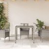 Patio Table with Glass Top Gray 35.4"x35.4"x29.5" Poly Rattan