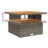 Patio Table Gray 43.3"x43.3"x28" Poly Rattan and Acacia Wood