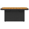 Patio Table Black 35.4"x21.7"x28" Poly Rattan and Acacia Wood