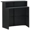3 Piece Patio Bar Set with Cushions Black
