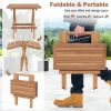 Square Patio Folding Table Indonesia Teak Wood with Slatted Tabletop Portable for Picnic