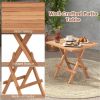 Square Patio Folding Table Indonesia Teak Wood with Slatted Tabletop Portable for Picnic
