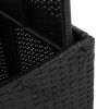 Patio Table Black 31.5"x31.5"x28" Poly Rattan and Acacia Wood
