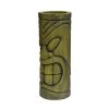 Stone Statue Urn Planter, Decorative Face Plant Pot, Antique Green Finish