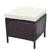4 Piece Patio Lounge Set with Cushions Poly Rattan Brown