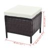 4 Piece Patio Lounge Set with Cushions Poly Rattan Brown
