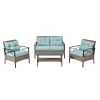 Patio Furniture, Outdoor Furniture, Seasonal PE Wicker Furniture, Four Set Wicker Furniture With Black Metal Table
