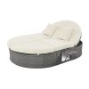 TOPMAX Outdoor Sun Bed Patio 2-Person Daybed with Cushions and Pillows