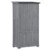 TOPMAX Wooden Garden Shed 3-tier Patio Storage Cabinet Outdoor Organizer Wooden Lockers with Fir Wood (Gray Wood Color -Shutter Design)