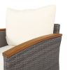 GO 9-Piece Patio Rattan Furniture Set, Outdoor Conversation Set With Acacia Wood Legs and Tabletop, PE Rattan Sectional Sofa Set with Coffee Table