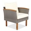 GO 9-Piece Patio Rattan Furniture Set, Outdoor Conversation Set With Acacia Wood Legs and Tabletop, PE Rattan Sectional Sofa Set with Coffee Table