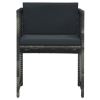 3 Piece Bistro Set with Cushions Poly Rattan Gray