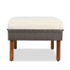 GO 9-Piece Patio Rattan Furniture Set, Outdoor Conversation Set With Acacia Wood Legs and Tabletop, PE Rattan Sectional Sofa Set with Coffee Table