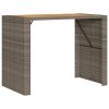 Patio Bar Table with Acacia Wood Top Gray 57.1"x31.5"x43.3" Poly Rattan