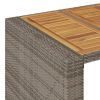 Patio Bar Table with Acacia Wood Top Gray 72.8"x31.5"x43.3" Poly Rattan