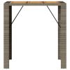 Patio Bar Table with Acacia Wood Top Gray 41.3"x31.5"x43.3" Poly Rattan