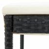 5 Piece Patio Bar Set Black Solid Wood Acacia and Poly Rattan