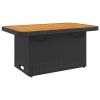 Patio Table Black 35.4"x21.7"x28" Poly Rattan and Acacia Wood