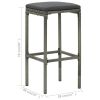 3 Piece Patio Bar Set with Cushions Gray