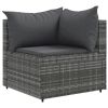 10 Piece Patio Sofa Set with Cushions Gray Poly Rattan