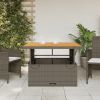 Patio Table Gray 43.3"x43.3"x28" Poly Rattan and Acacia Wood