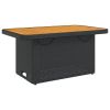 Patio Table Black 35.4"x21.7"x28" Poly Rattan and Acacia Wood