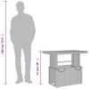 Patio Table Black 35.4"x21.7"x28" Poly Rattan and Acacia Wood