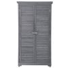 TOPMAX Wooden Garden Shed 3-tier Patio Storage Cabinet Outdoor Organizer Wooden Lockers with Fir Wood (Gray Wood Color -Shutter Design)