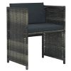 3 Piece Bistro Set with Cushions Poly Rattan Gray