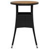 Patio Table √ò23.6"x29.5" Acacia Wood and Poly Rattan Black