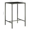 5 Piece Patio Bar Set with Cushions Poly Rattan Gray