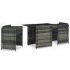 3 Piece Bistro Set with Cushions Poly Rattan Gray