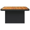 Patio Table Black 31.5"x31.5"x28" Poly Rattan and Acacia Wood