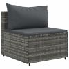 10 Piece Patio Sofa Set with Cushions Gray Poly Rattan