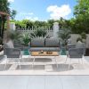 K&K 4-Piece Boho Rope Patio Furniture Set, Outdoor Furniture with Acacia Wood Table