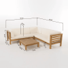 OANA OUTDOOR WOODEN SECTIONAL SET WITH CUSHIONS, BEIGE