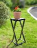 19.5" Grey Stone Slab Black / Gold Plant Stand