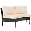 U_STYLE Patio Furniture Set, 3 Piece Curved Outdoor Conversation Set, All Weather Sectional Sofa with Cushions