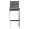 5 Piece Patio Bar Set Poly Rattan and Acacia Wood Gray