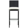 5 Piece Patio Bar Set Black Solid Wood Acacia and Poly Rattan