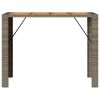 Patio Bar Table with Acacia Wood Top Gray 57.1"x31.5"x43.3" Poly Rattan