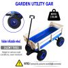 Outdoor Wagon All Terrain Pulling Wood Railing Air Tires Garden Cart