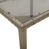 Patio Table with Glass Top Gray 35.4"x35.4"x29.5" Poly Rattan