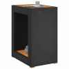 Patio Side Table with Wooden Top Black 23.6"x15.7"x29.5" Poly Rattan