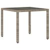 Patio Table with Glass Top Gray 35.4"x35.4"x29.5" Poly Rattan